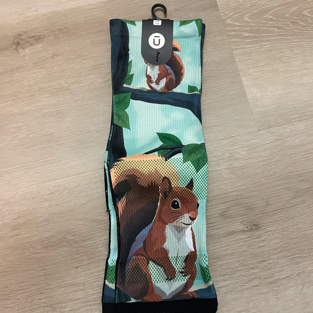 Squirrel Print Women's Socks - Green and Brown
